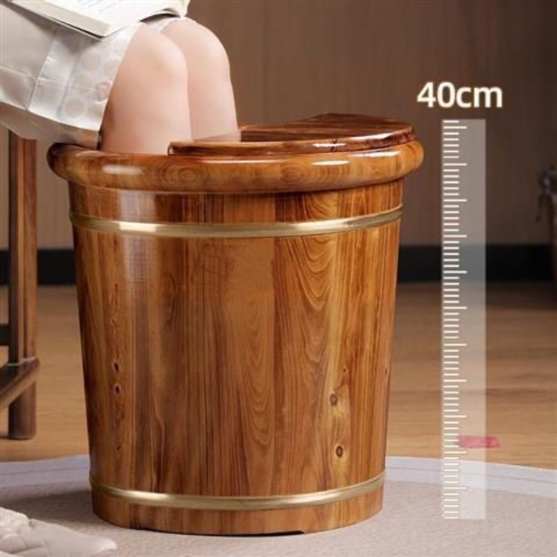 Foot Bath Massager - Wooden Foot Soaking Bucket, Solid Wood